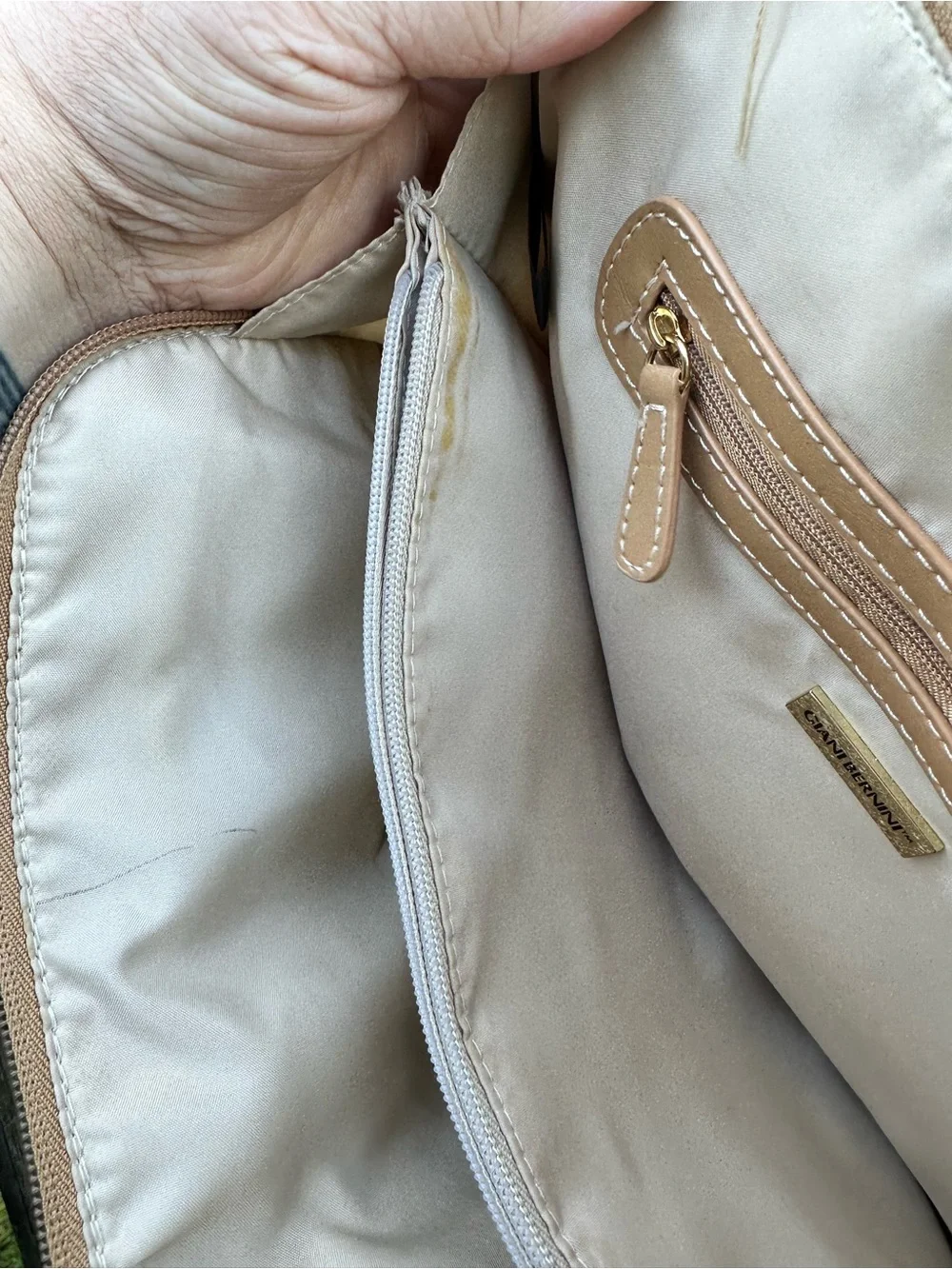 Woven Straw Tote Handbag with Tan Leather Trim